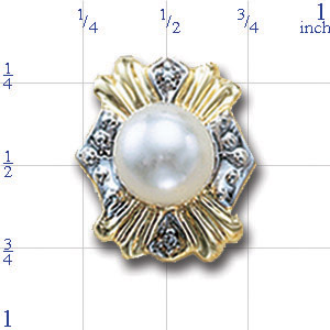 B2639 14K PEARL AND DIAMOND SLIDE - BYZANTINE LOOK 